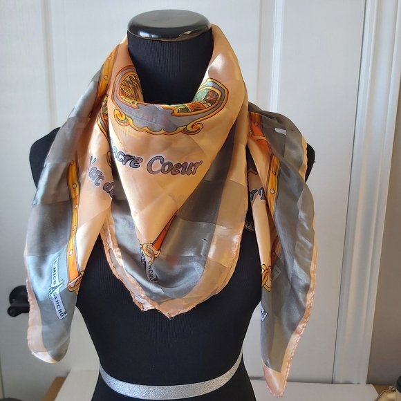 Souvenir de Paris scarf, Alternate Shiny & Matt stripes, size: 94cm L&W - Picture 1 of 5